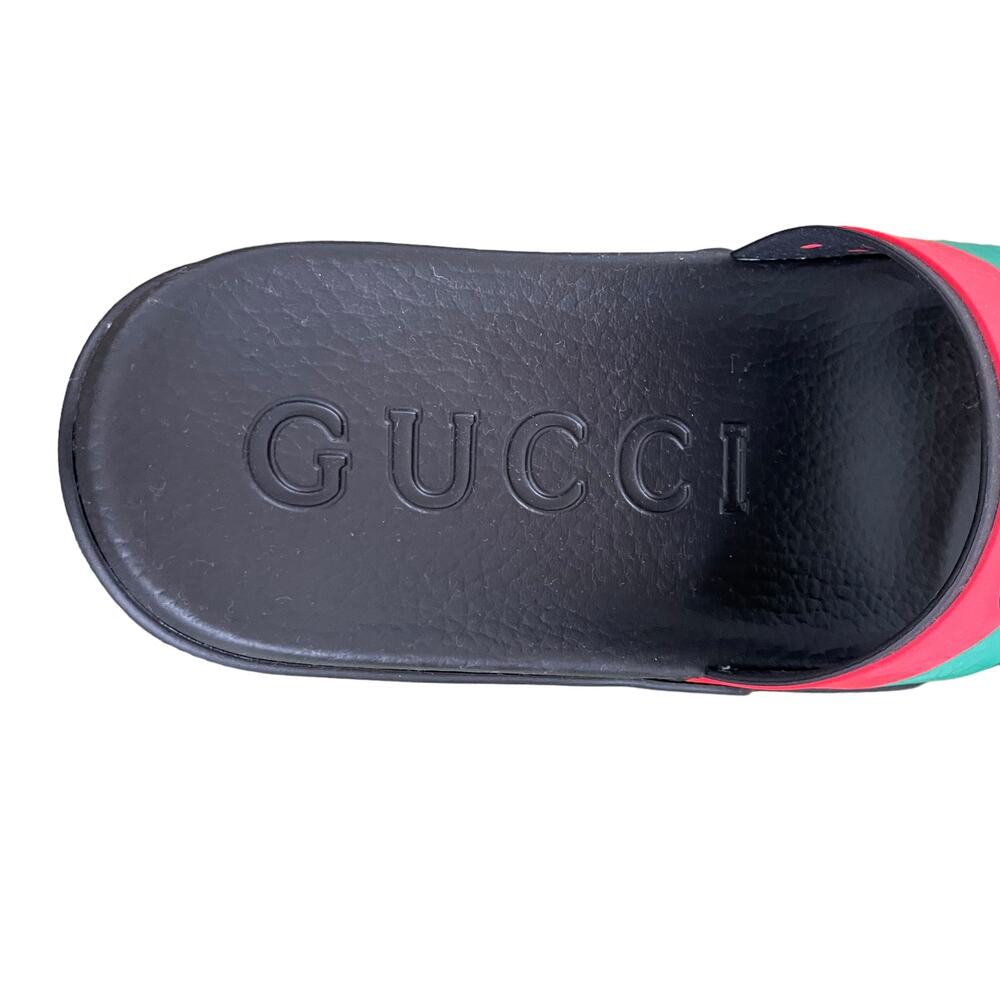 GUCCI Women's Interlocking G Slide Sandal Black Red Green Size 37 NEW - Picture 7 of 15